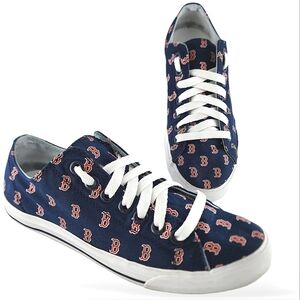 Boston Red Sox Lace-up Sneakers Slim Low Profile Blue Canvas
